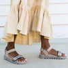 Nolo Leather Water-Repellent Sandal - Last Chance - Colour Metallic-Silver-Taupe