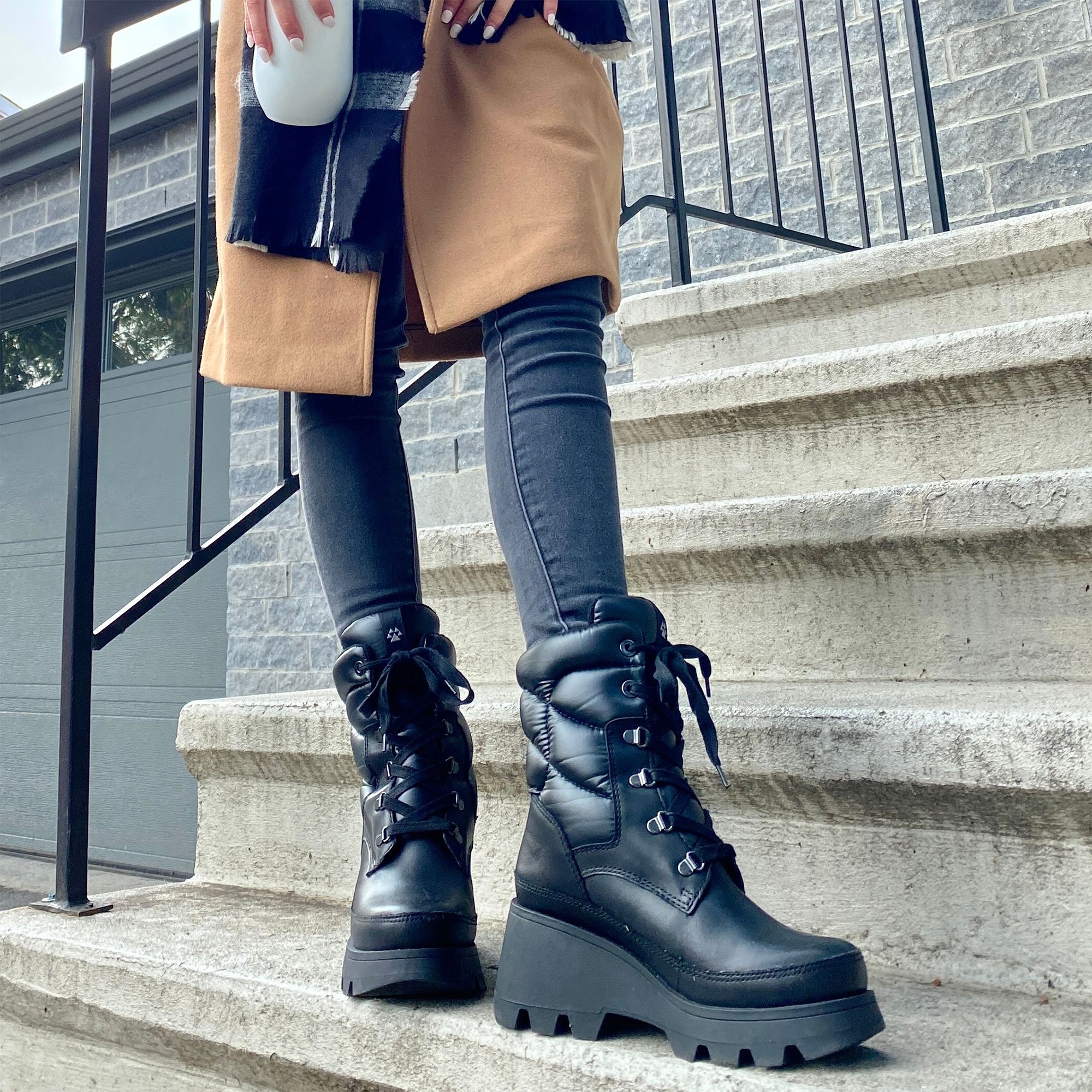 Black wedge waterproof boots best sale