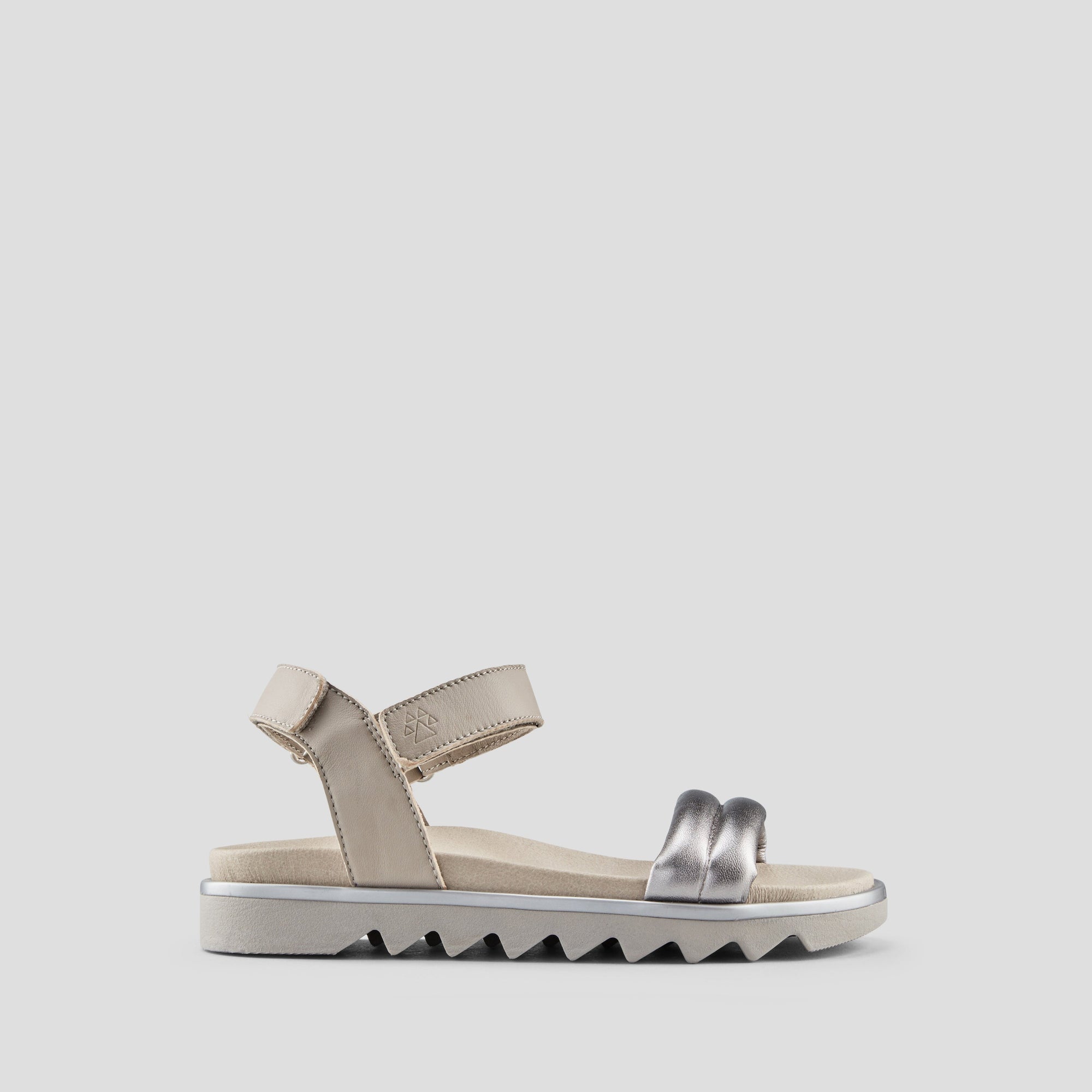 Nolo Leather Water-Repellent Sandal - Last Chance - Colour Metallic-Silver-Taupe