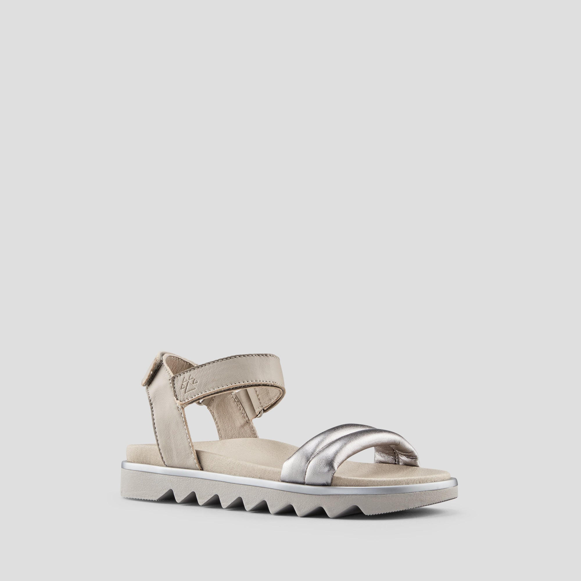 Nolo Leather Water-Repellent Sandal - Last Chance - Colour Metallic-Silver-Taupe