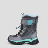 Cougar Kids TOASTY_K STRETCH LACE TOGGLE VELCRO WINTER KID BOOTS PEWTER/AQUA