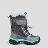 Cougar Kids TOASTY_K STRETCH LACE TOGGLE VELCRO WINTER KID BOOTS PEWTER/AQUA