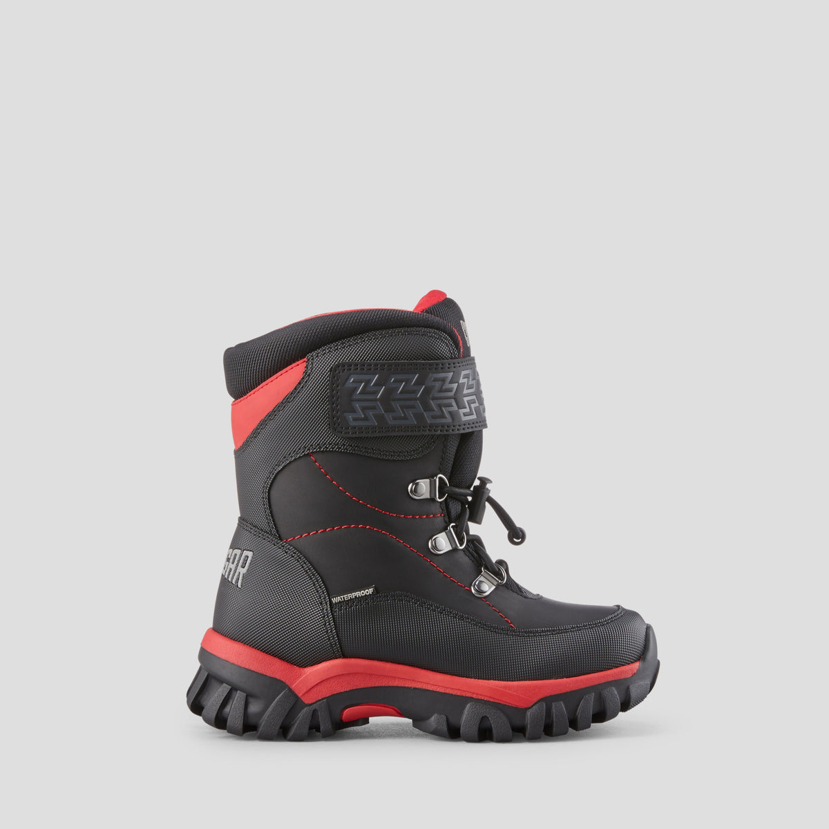 red and black snow boots