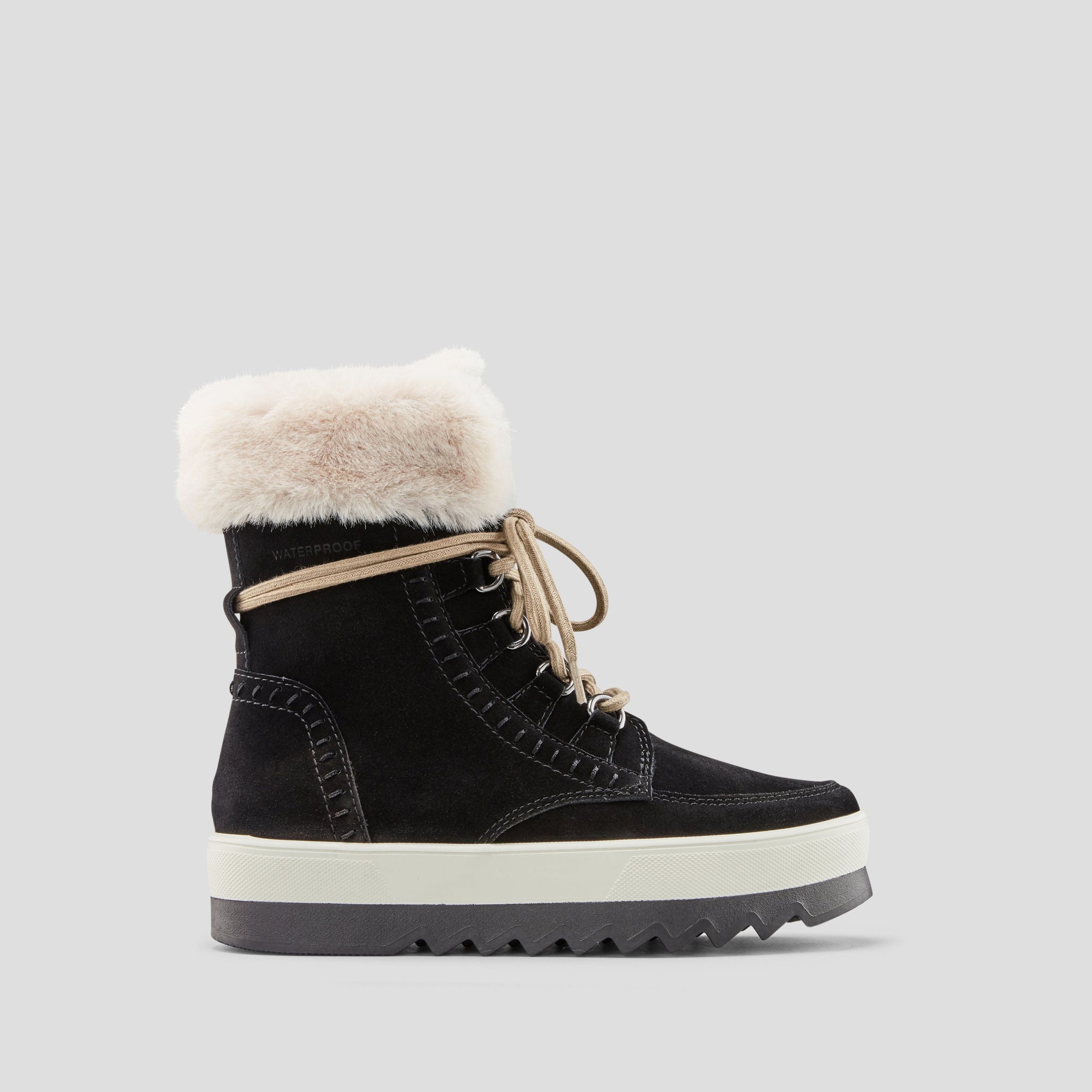 Vanetta Suede Waterproof Winter Boot - Colour Black-Cream